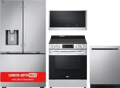 4 Piece Package Includes Refrigerator, Range, Microwave And Dishwasher