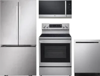 4 Piece Package Includes Refrigerator, Range, Microwave And Dishwasher
