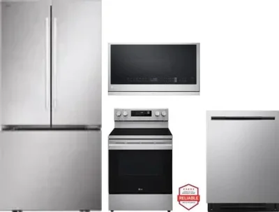 4 Piece Package Includes Refrigerator, Range, Microwave And Dishwasher