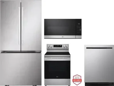 4 Piece Package Includes Refrigerator, Range, Microwave And Dishwasher