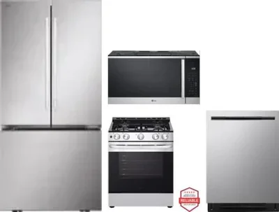 4 Piece Package Includes Refrigerator, Range, Microwave And Dishwasher