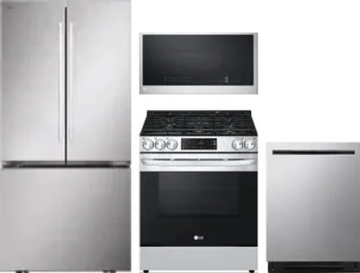 4 Piece Package Includes Refrigerator, Range, Microwave And Dishwasher