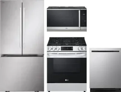 4 Piece Package Includes Refrigerator, Range, Microwave And Dishwasher