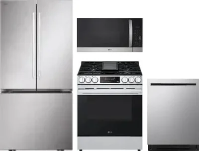 4 Piece Package Includes Refrigerator, Range, Microwave And Dishwasher