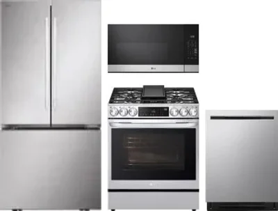 4 Piece Package Includes Refrigerator, Range, Microwave And Dishwasher