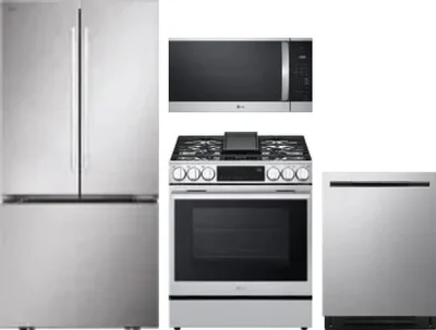 4 Piece Package Includes Refrigerator, Range, Microwave And Dishwasher