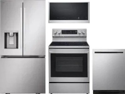 4 Piece Package Includes Refrigerator, Range, Microwave And Dishwasher