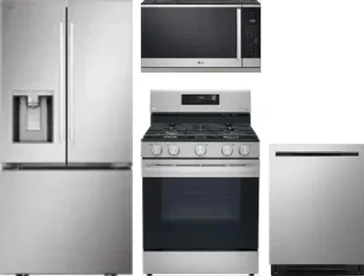 4 Piece Package Includes Refrigerator, Range, Microwave And Dishwasher