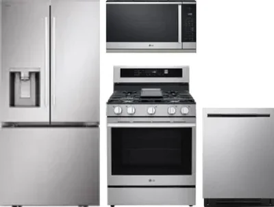 4 Piece Package Includes Refrigerator, Range, Microwave And Dishwasher
