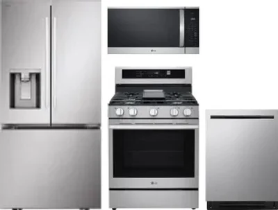 4 Piece Package Includes Refrigerator, Range, Microwave And Dishwasher