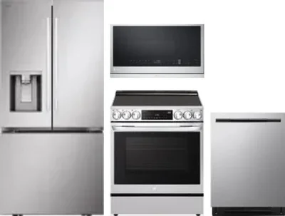 4 Piece Package Includes Refrigerator, Range, Microwave And Dishwasher