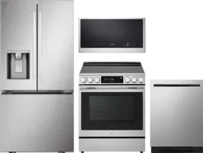 4 Piece Package Includes Refrigerator, Range, Microwave And Dishwasher
