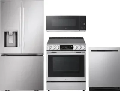 4 Piece Package Includes Refrigerator, Range, Microwave And Dishwasher