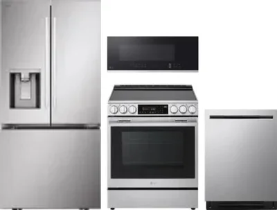 4 Piece Package Includes Refrigerator, Range, Microwave And Dishwasher