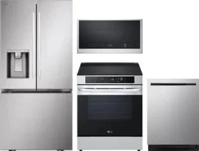 4 Piece Package Includes Refrigerator, Range, Microwave And Dishwasher