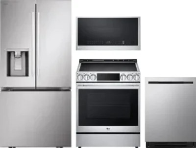 4 Piece Package Includes Refrigerator, Range, Microwave And Dishwasher