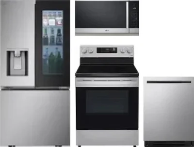 4 Piece Package Includes Refrigerator, Range, Microwave And Dishwasher