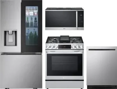 4 Piece Package Includes Refrigerator, Range, Microwave And Dishwasher