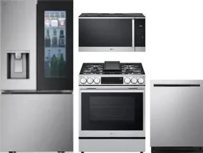 4 Piece Package Includes Refrigerator, Range, Microwave And Dishwasher