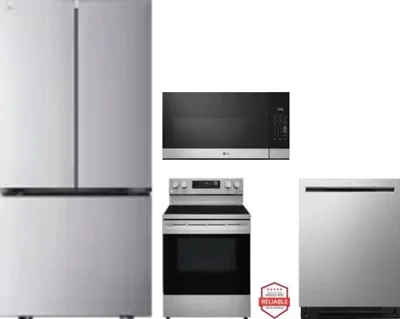 4 Piece Package Includes Refrigerator, Range, Microwave And Dishwasher