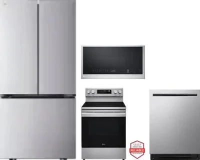 4 Piece Package Includes Refrigerator, Range, Microwave And Dishwasher