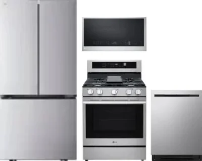 4 Piece Package Includes Refrigerator, Range, Microwave And Dishwasher