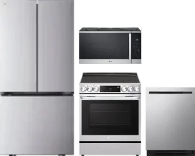 4 Piece Package Includes Refrigerator, Range, Microwave And Dishwasher