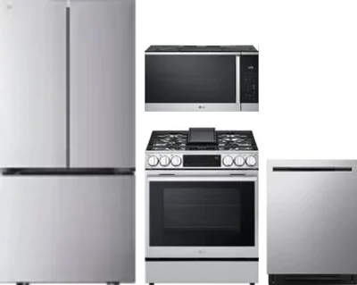 4 Piece Package Includes Refrigerator, Range, Microwave And Dishwasher