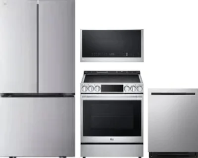 4 Piece Package Includes Refrigerator, Range, Microwave And Dishwasher
