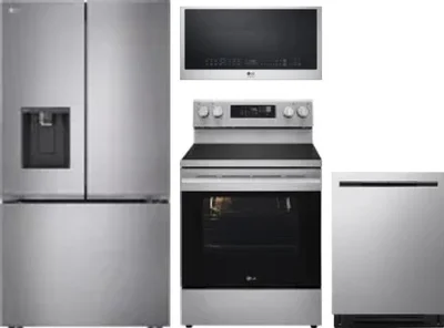 4 Piece Package Includes Refrigerator, Range, Microwave And Dishwasher