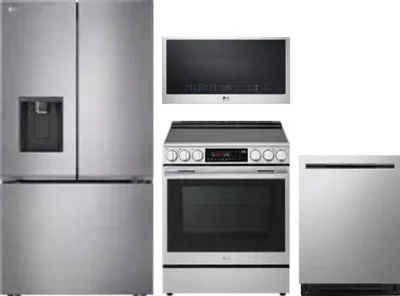 4 Piece Package Includes Refrigerator, Range, Microwave And Dishwasher