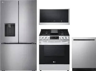 4 Piece Package Includes Refrigerator, Range, Microwave And Dishwasher