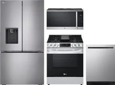4 Piece Package Includes Refrigerator, Range, Microwave And Dishwasher