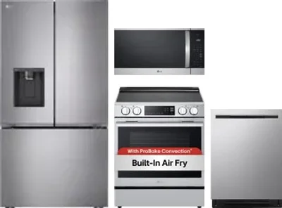 4 Piece Package Includes Refrigerator, Range, Microwave And Dishwasher