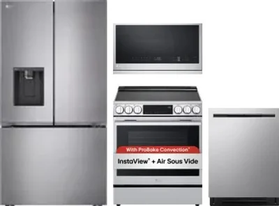 4 Piece Package Includes Refrigerator, Range, Microwave And Dishwasher