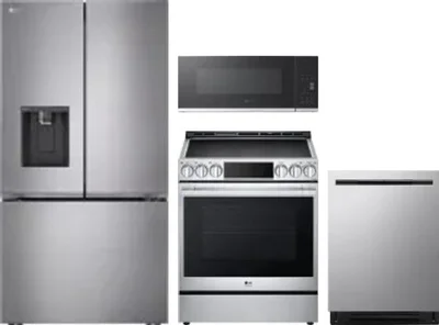 4 Piece Package Includes Refrigerator, Range, Microwave And Dishwasher