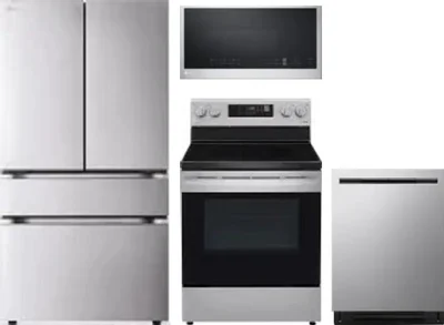 4 Piece Package Includes Refrigerator, Range, Microwave And Dishwasher