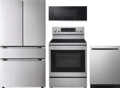 4 Piece Package Includes Refrigerator, Range, Microwave And Dishwasher