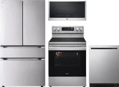 4 Piece Package Includes Refrigerator, Range, Microwave And Dishwasher