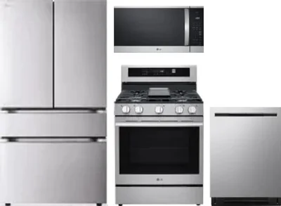 4 Piece Package Includes Refrigerator, Range, Microwave And Dishwasher