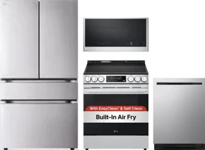 4 Piece Package Includes Refrigerator, Range, Microwave And Dishwasher
