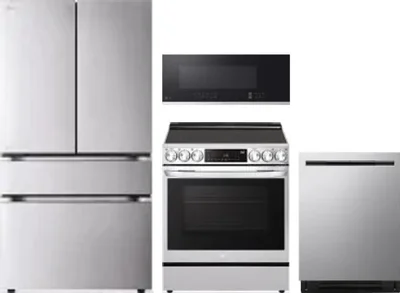 4 Piece Package Includes Refrigerator, Range, Microwave And Dishwasher