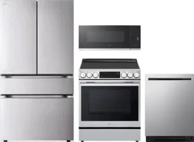 4 Piece Package Includes Refrigerator, Range, Microwave And Dishwasher