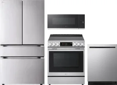 4 Piece Package Includes Refrigerator, Range, Microwave And Dishwasher