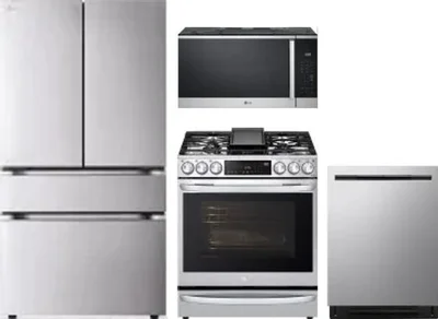 4 Piece Package Includes Refrigerator, Range, Microwave And Dishwasher