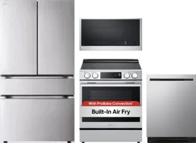 4 Piece Package Includes Refrigerator, Range, Microwave And Dishwasher