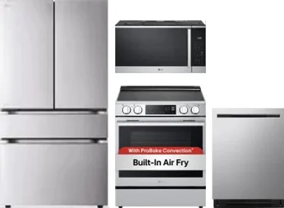 4 Piece Package Includes Refrigerator, Range, Microwave And Dishwasher
