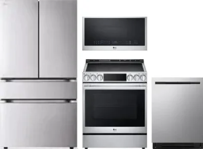 4 Piece Package Includes Refrigerator, Range, Microwave And Dishwasher