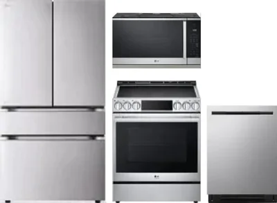 4 Piece Package Includes Refrigerator, Range, Microwave And Dishwasher