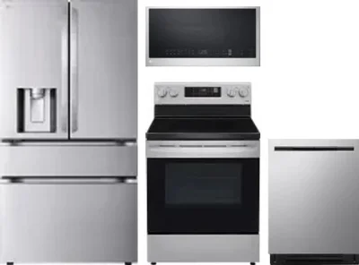 4 Piece Package Includes Refrigerator, Range, Microwave And Dishwasher